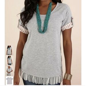 Matilda Jane Top Size Medium Once Upon A Time Literacy Polka Dot Lace Trim 2016